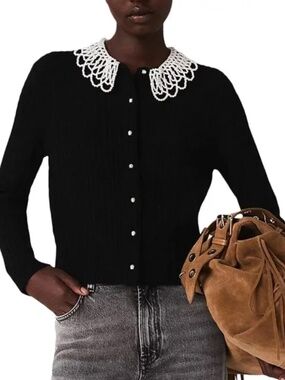 Miniya Embellished Collar Cardigan Sweater